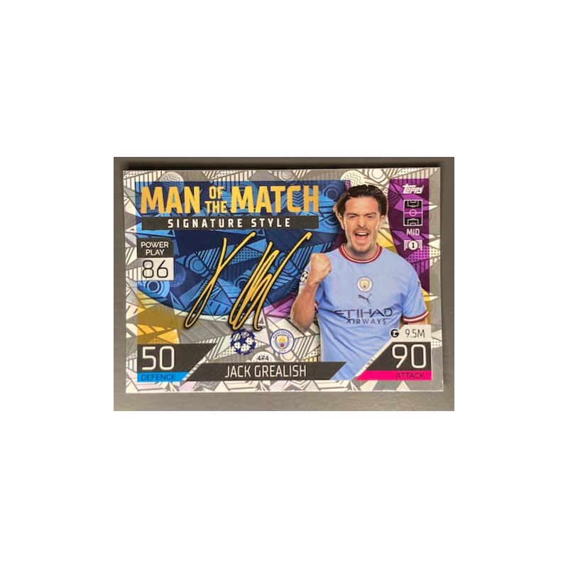 Jack Grealish Topps Match Attax Man Of The Match Signatures Style