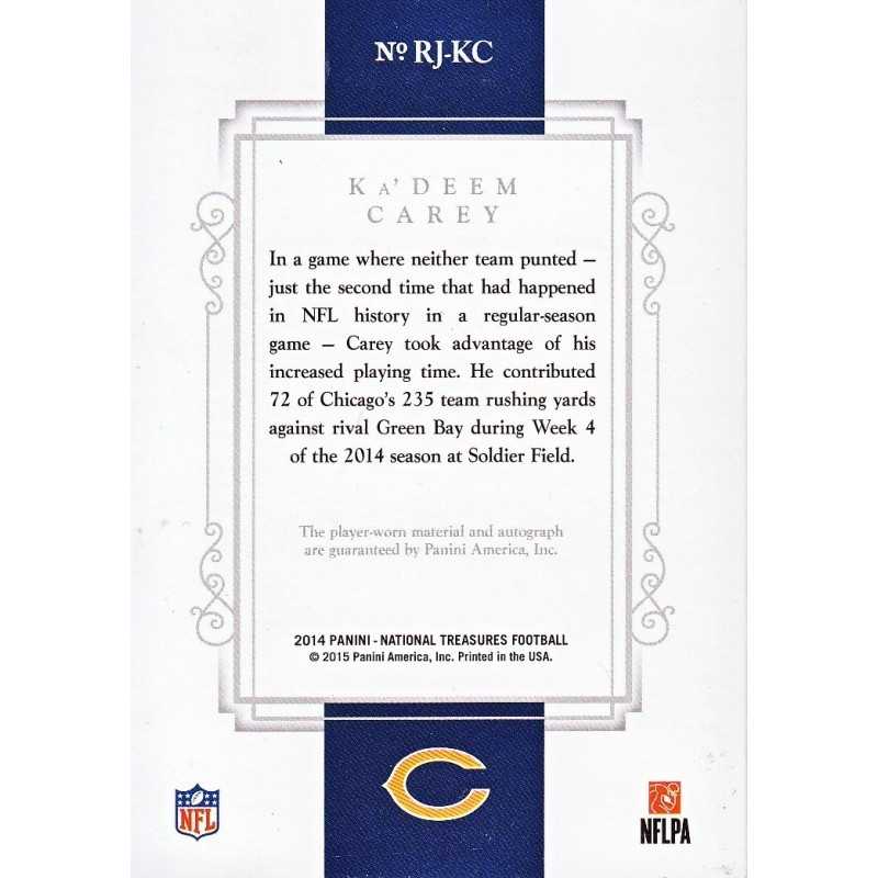 KA'DEEM CAREY 2014 NATIONAL TREASURES ROOKIE JERSEY /99