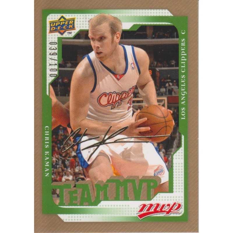 CHRIS KAMAN 2008-09 UPPER DERCK MVP GOLD SCRIPT AUTO /100