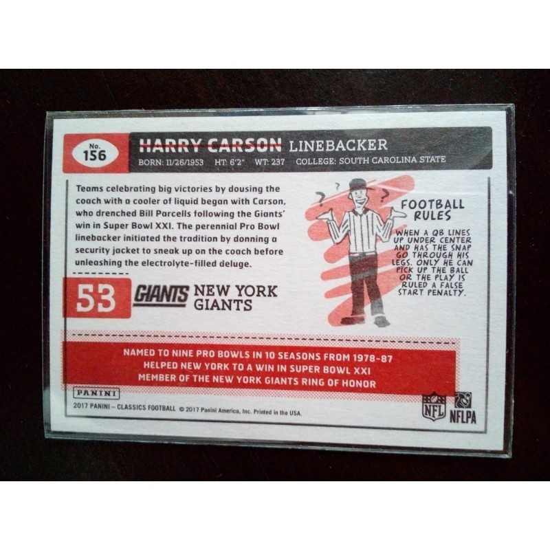 2017 Panini Classics - [Base] - Red Back harry carson 165/299