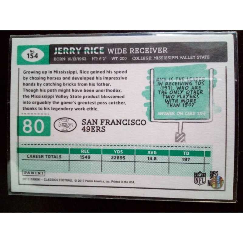 2017 Panini Classics Glossy Jerry Rice