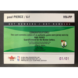PAUL PIERCE 2003 FLEER FLAIR FINAL EDITION HOT NUMBER PATCH HN-PP 01/01
