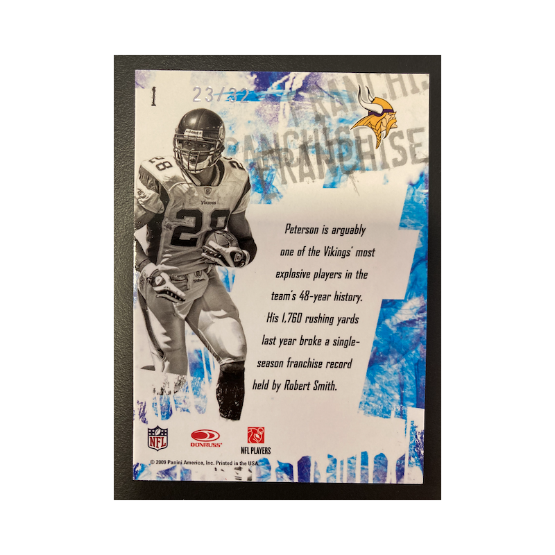 ADRIAN PETERSON 2009 SCORE INSCRIPTIONS FRANCHISE ARTIST PROOF /32