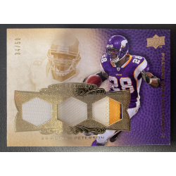 ADRIAN PETERSON 2008 UD PREMIER RARE TRIPLE MATERIALS /50