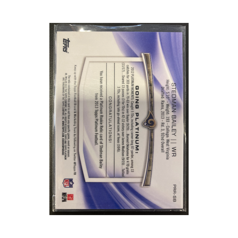 STEDMAN BAILEY 2013 TOPPS PLATINUM ROOKIE JERSEY