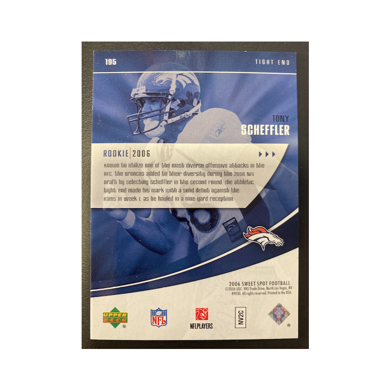TONY SCHEFFLER 2006 UD SWEET SPOT SWEET BEGINNINGS ROOKIE /699