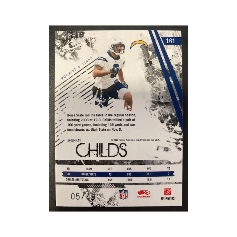 JEREMY CHILDS 2009 ROOKIES & STARS ROOKIE LONGEVITY GOLD /49