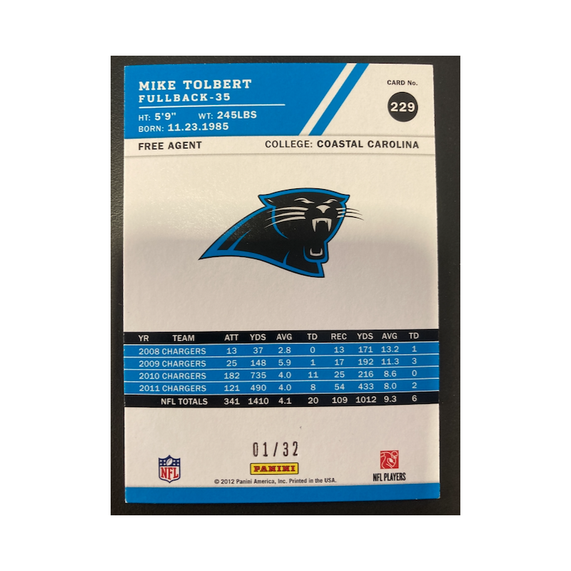 MIKE TOLBERT 2012 SCORE ARTISTS PROOF /32