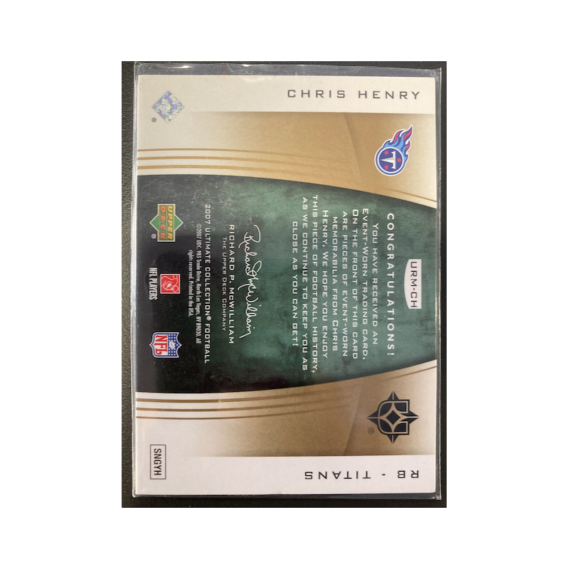 CHRIS HENRY 2007 ULTIMATE ROOKIE MATERIALS /99