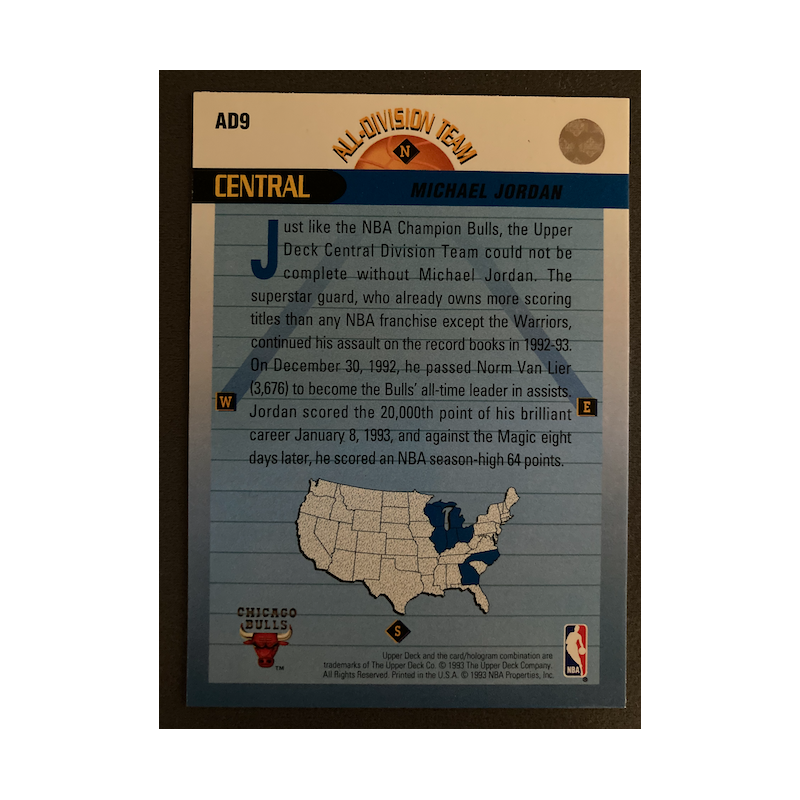 MICHAEL JORDAN 1992 UPPERDECK ALL-DIVISION AD9
