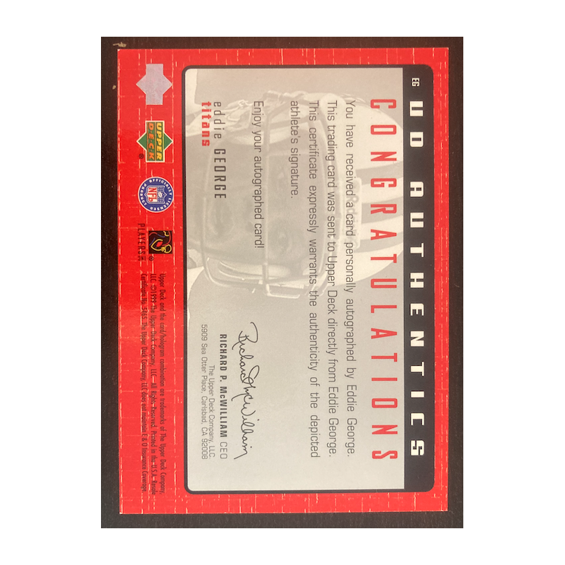 EDDIE GEORGE 1999 UPPERDECK HOLOGAPHIX AUTO EG