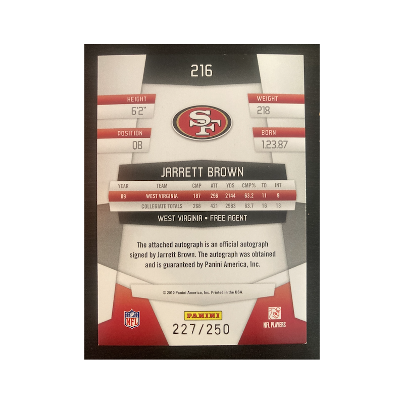 JARRETT BROWN 2010 CERTIFIED AUTO 216 227/250