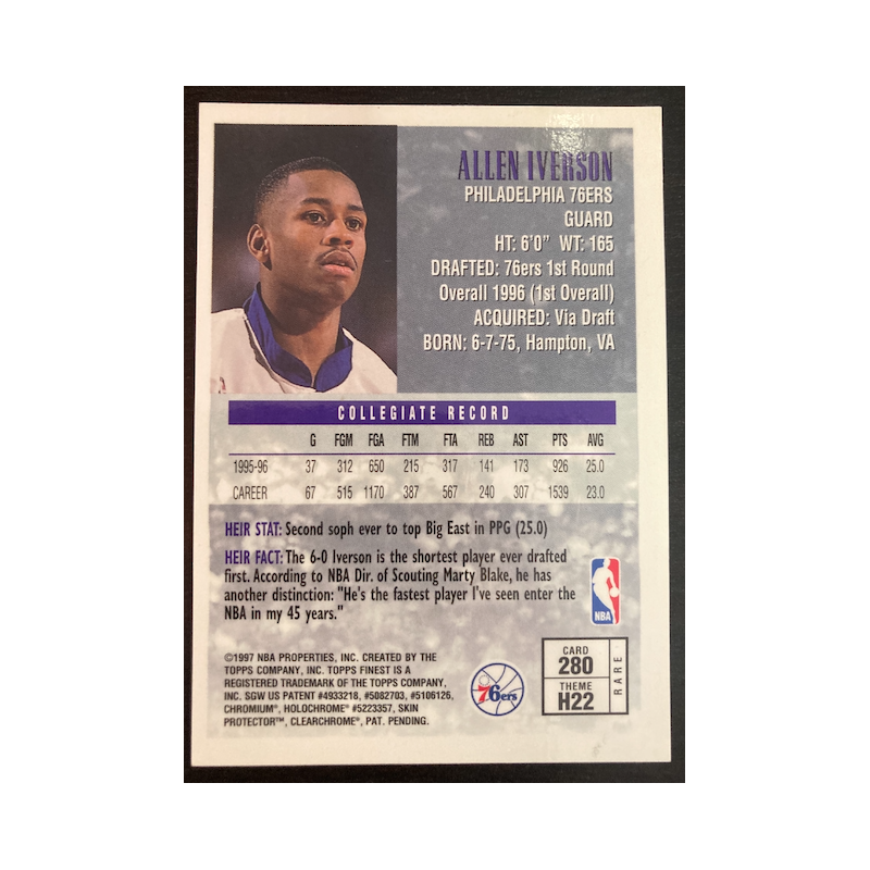 ALLEN IVERSON TOPPS FINEST GOLD 280