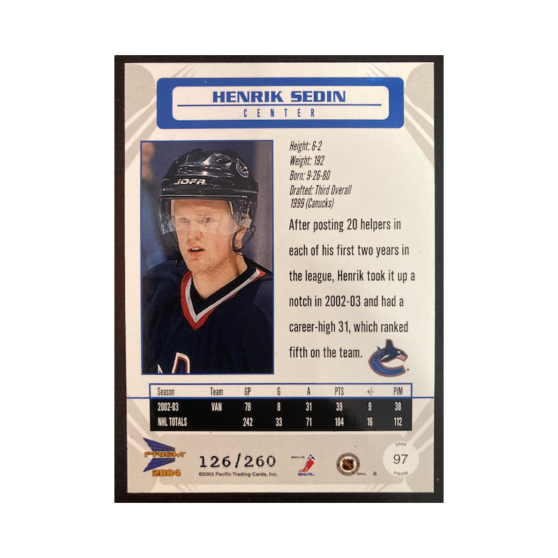 HENRIK SEDIN 2004 PACIFIC PRISM 97 126/260