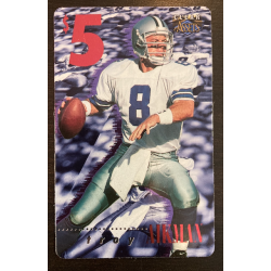 TROY AIKMAN 1996 CLEAR ASSETS PHONE CARD 5$