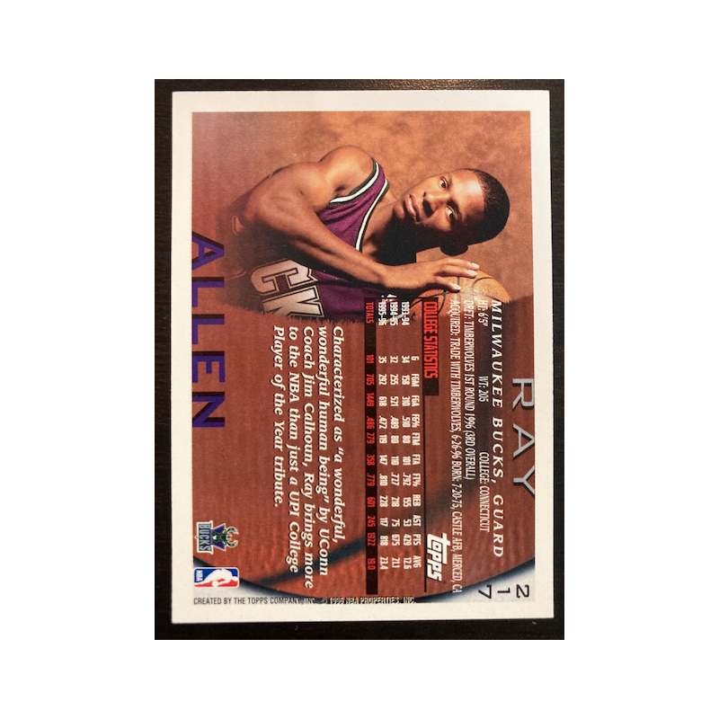 RAY ALLEN 1996 TOPPS NBA 50 217