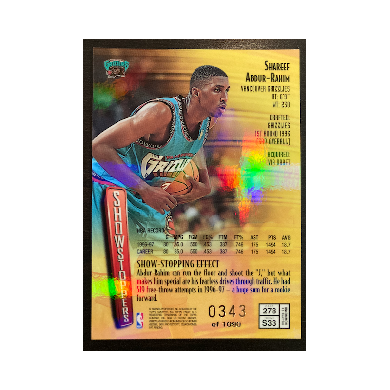 SHAREEF ABDUR-RAHIL 1997 TOPPS FINEST SILVER 278 343/1090
