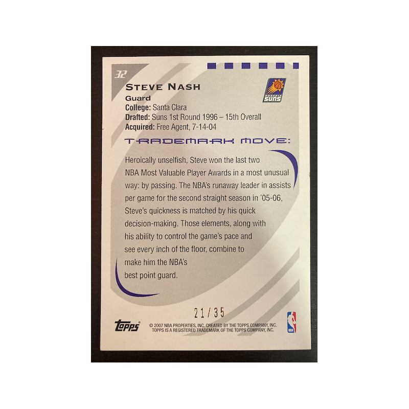 STEVE NASH 2007 TOPPS TRADEMARK MOVES 21/35