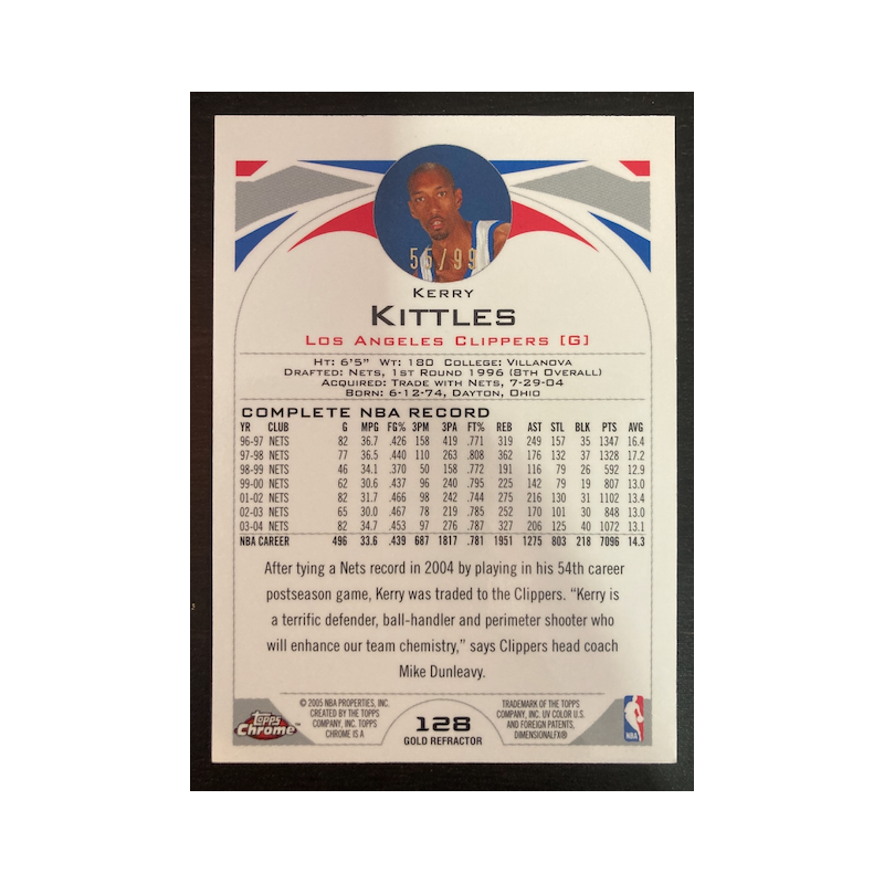 KERRY KITTLES 2004 TOPPS CHROME GOLD REFRACTOR 128 55/99