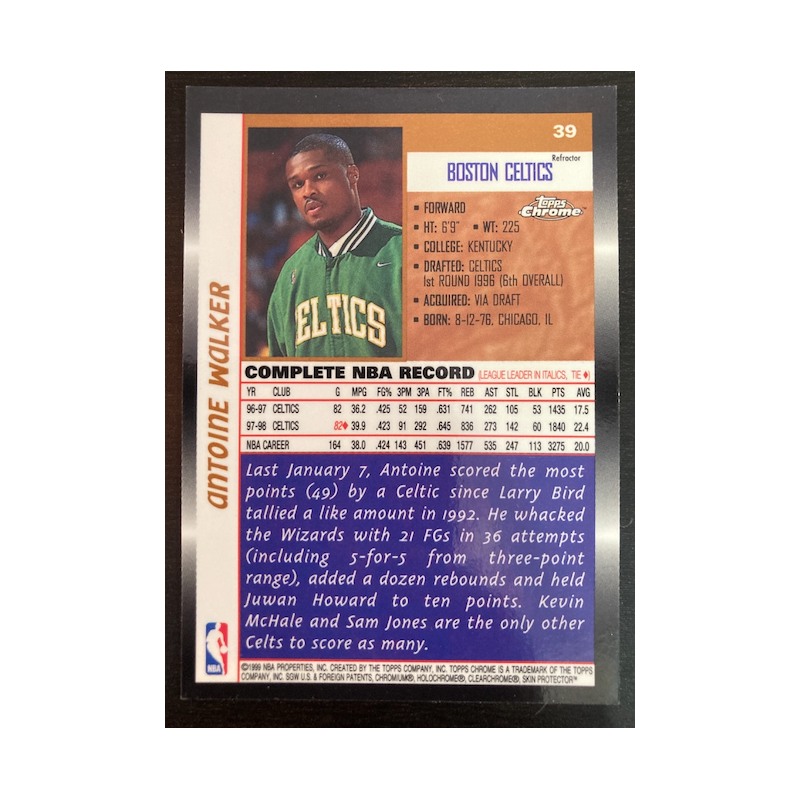 ANTOINE WALKER 1998 TOPPS CHROME REFRACTOR 39