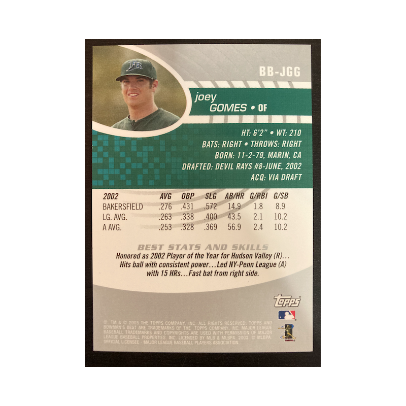 JOEY GOMES 2003 BOWMAN BEST BAT BB-JGG