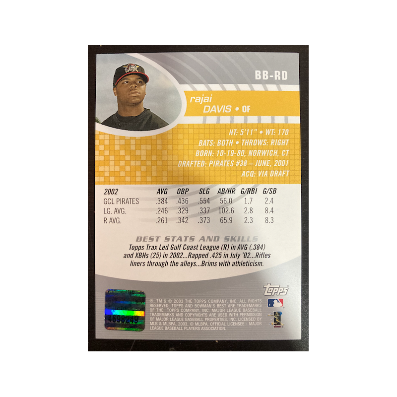 RAJAI DAVIS 2003 BOWMAN BEST AUTOGRAPH BB-RD