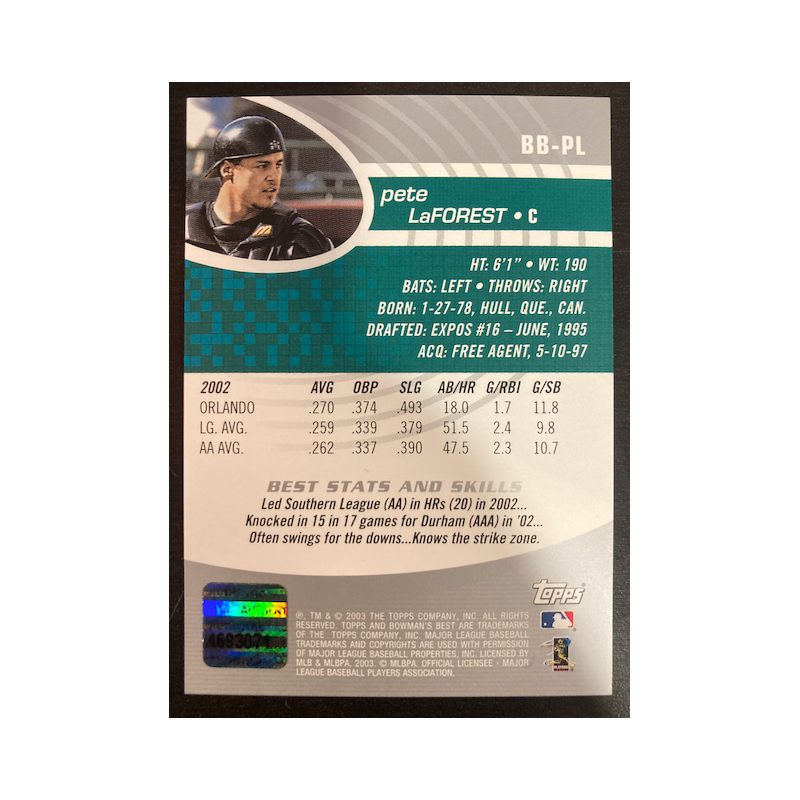 PETE LAFOREST 2003 BOWMAN BEST AUTOGRAPH BB-PL