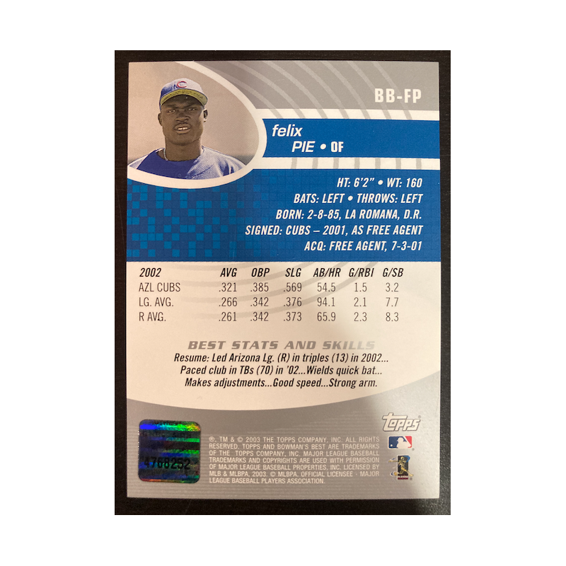 FELIX PIE 2003 BOWMAN BEST AUTOGRAPH BB-FP