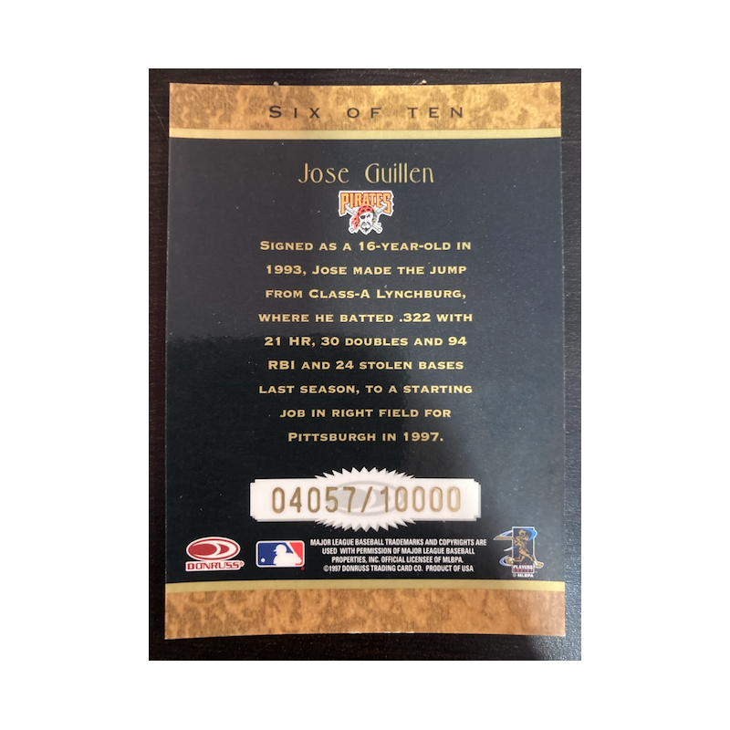 JOSE GUILLEN 1997 DONRUSS ROOKIE DIAMOND KINGS 6 OF 10 4057/10000