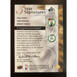 PAUL PIERCE / ROBERT PARISH / TOM SABDERS UPPERDECK SP SIGNATURE 49/49