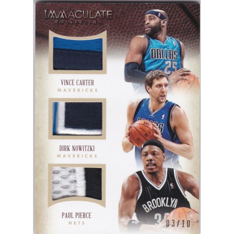 PIERCE / CARTER / NOWITZKI 2012 PANINI IMMACULATE TRIO PRIME 3 PATCHES 29 03/10