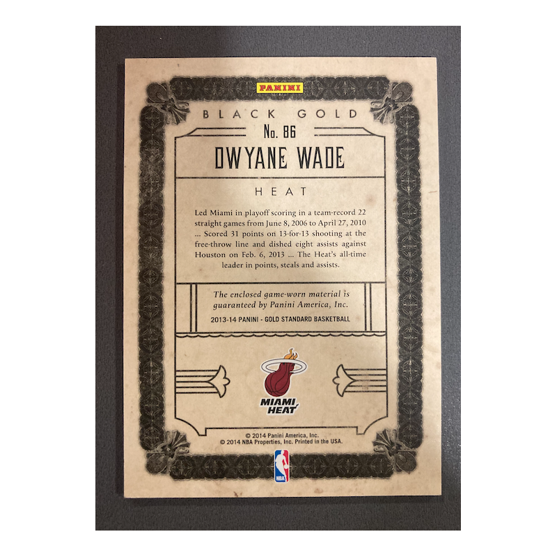 DWYANE WADE 2013 GOLD STANDARD BLACK JERSEY 25/25