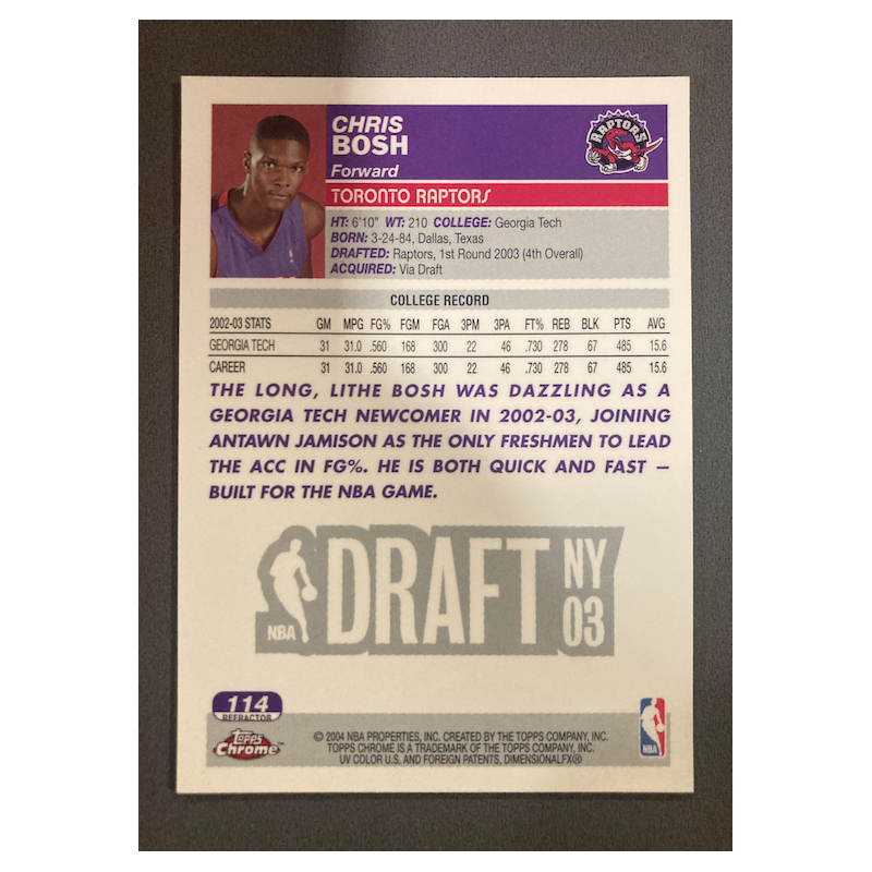 CHRIS BOSH 2003 TOPPS CHROME REFRACTOR RC 114