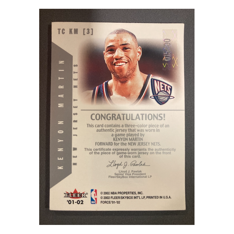 KENYON MARTIN 2001 FLEER FORCE TRUE COLORS 3RD COLOR 15/100