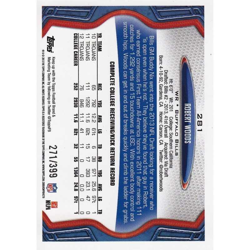 ROBERT WOODS 2013 TOPPS RC " PINK " /399