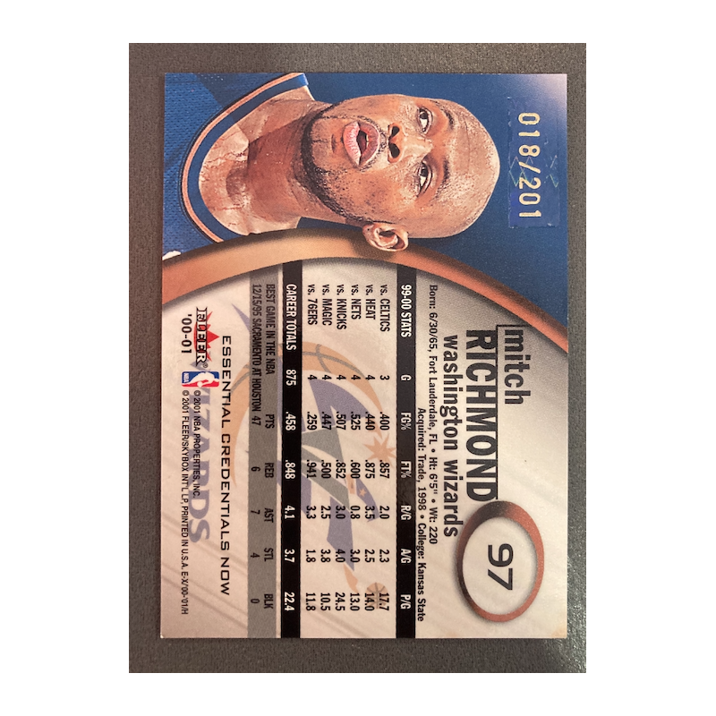 MITCH RICHMOND 2000 EX CREDENTIAL 97 18/201 - EX CONDITION