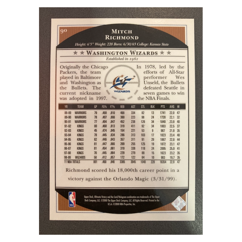 MITCH RICHMOND 1999 UPPER DECK VICTORY VICTORY 017/100