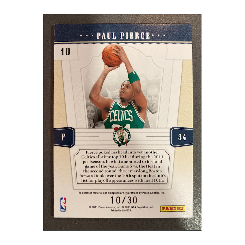 PAUL PIERCE 2010 NATIONAL TREASURE TIMELINE AUTO JERSEY 10/30 - EXMT