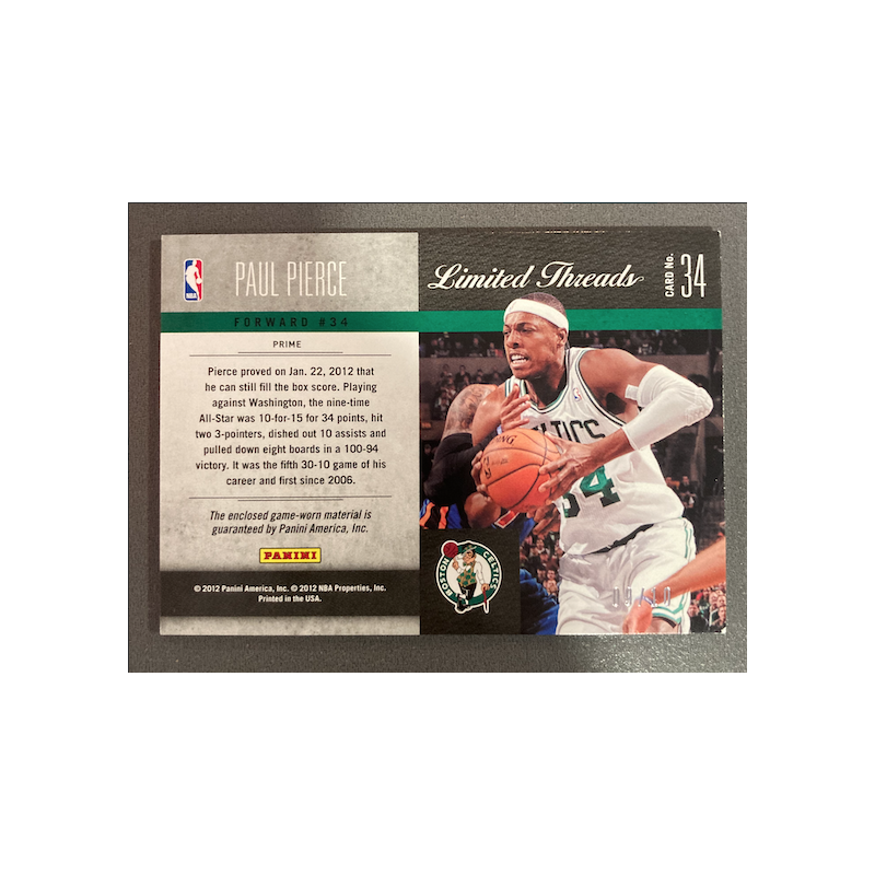 PAUL PIERCE 2011 LIMITED THREADS PATCH 09/10 - EXMT CONDITION