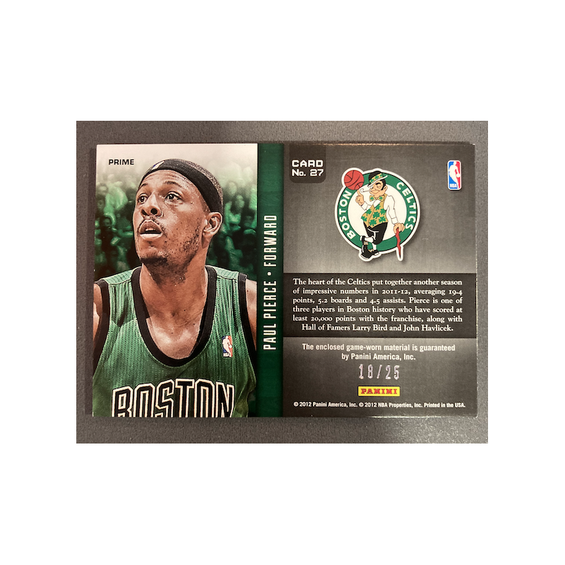 PAUL PIERCE 2012 PRESTIGE INSIDE THE NUMBERS PATCH 18/25 - EXMT