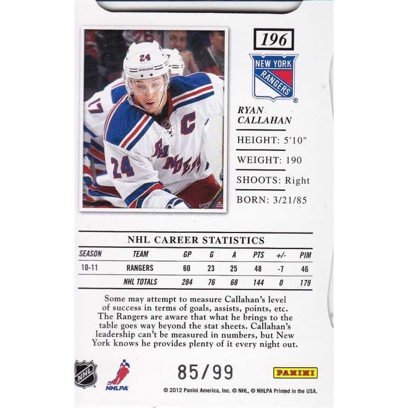 RYAN CALLAHAN 2011-12 ELITE " ELITE STATUS GOLD " /99