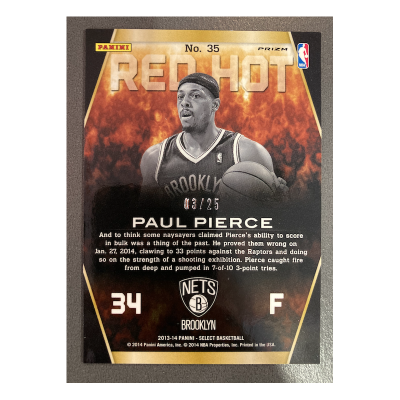 PAUL PIERCE 2013 SELECT RED HOT 03/25
