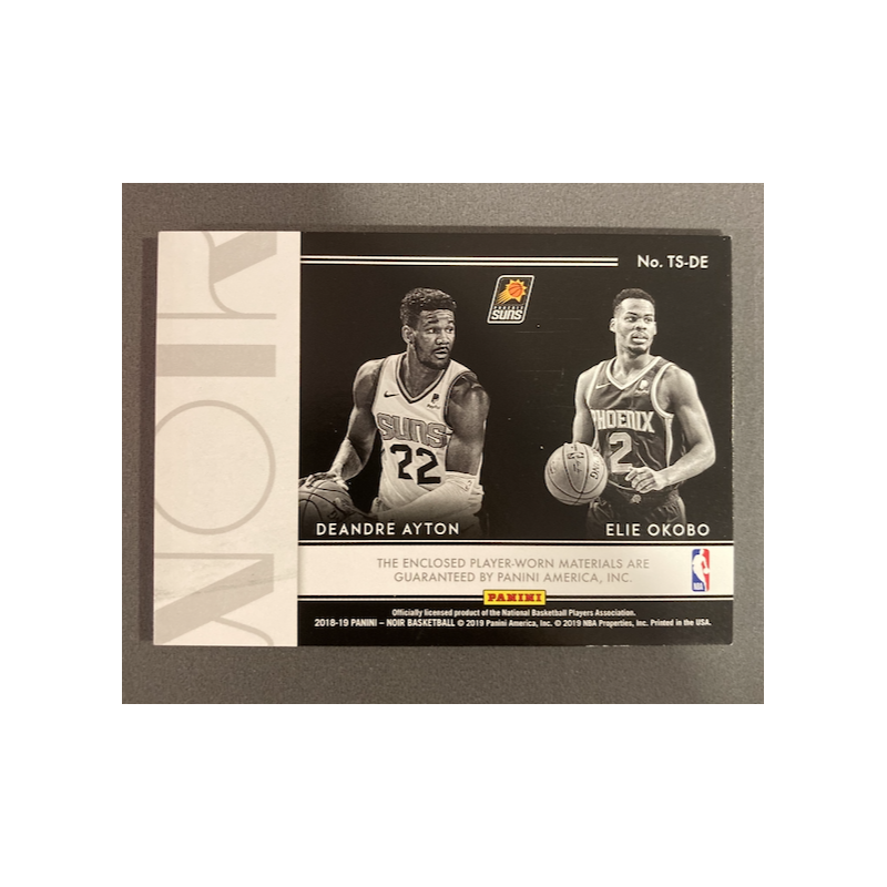 DEANDRE AYTON / ELIE OKOBO 2018 NOIR TWO SHOT ROOKIE JERSEYS TAG 1/1