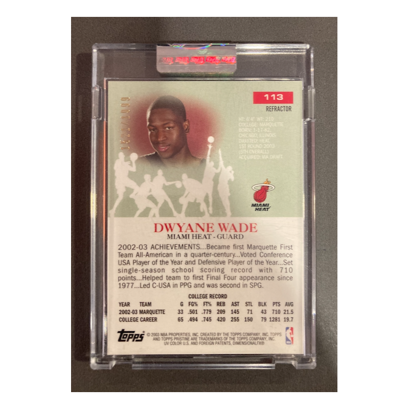 DWYANE WADE 2003 TOPPS PRISTINE REFRACTOR 113 1521/1999