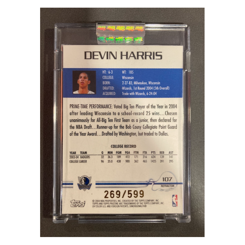 DEVIN HARRIS 2004 TOPPS PRISTINE REFRACTOR ROOKIE 269/599 - 107