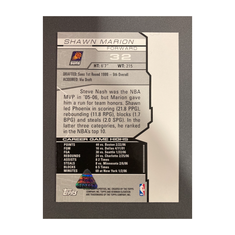SHAWN MARION 2007 BOWMAN ELEVATION 1/1