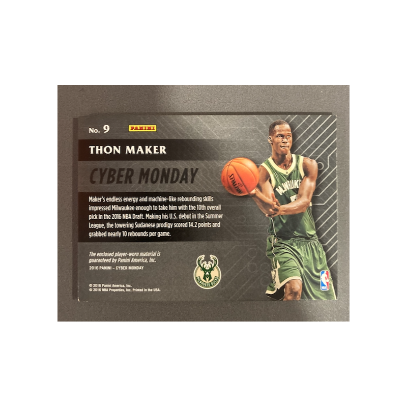 THON MAKER 2016 PANINI CYBER MONDAY MATERIAL TAG 1/1