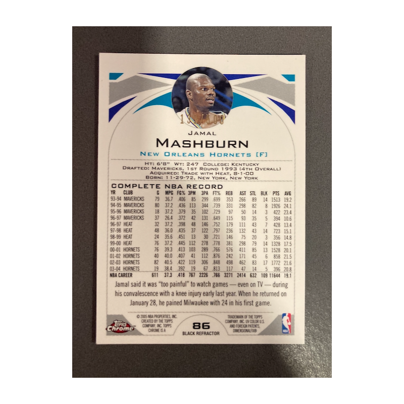 J MASHBURN 2004 TOPPS CHROME REFRACTOR BLACK 86 132/500