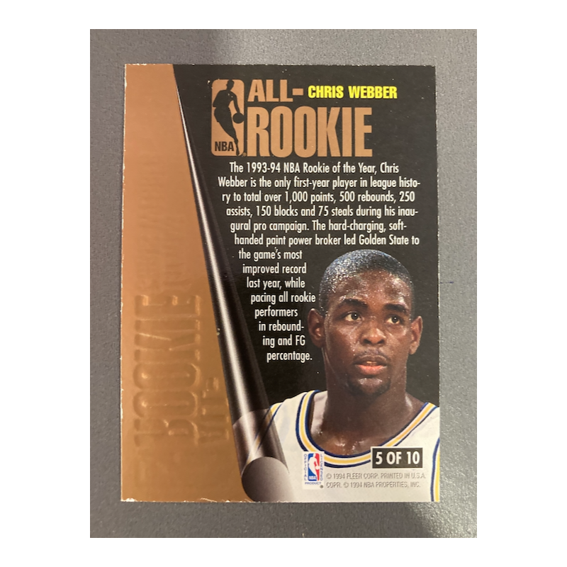 C WEBBER 1993 FLEER ULTRA ALL-ROOKIE 1ST TEAM 5 OF 10
