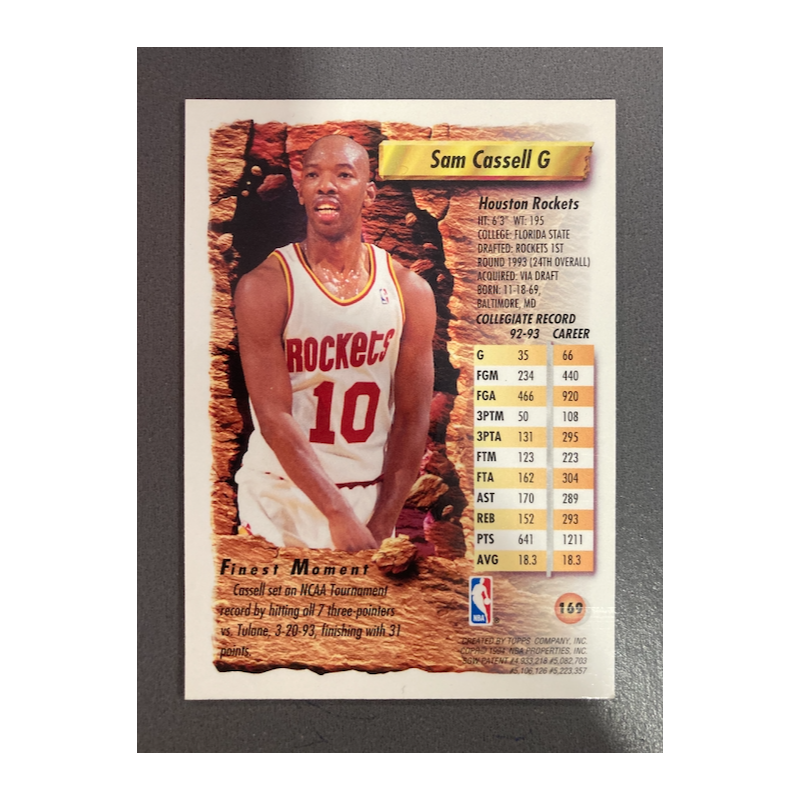 SAM CASSELL 1993 FINEST REFRACTOR RC 169